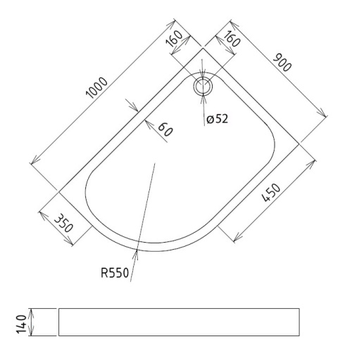 Душевой поддон Gemy ST19 R 90х100 акрил белый с ножками и каркасом - фото 2