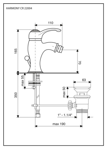 Смеситель Emmevi Harmony 22004/CO на биде хром - фото 2