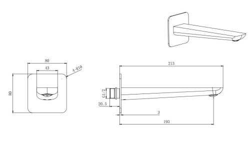 Излив для ванны Aquatek ВЕГА AQ1041CR настенный хром - фото 3