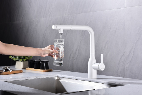 Смеситель для кухни Paulmark VIPER Vi213105-WH на раковину белый матовый - фото 2