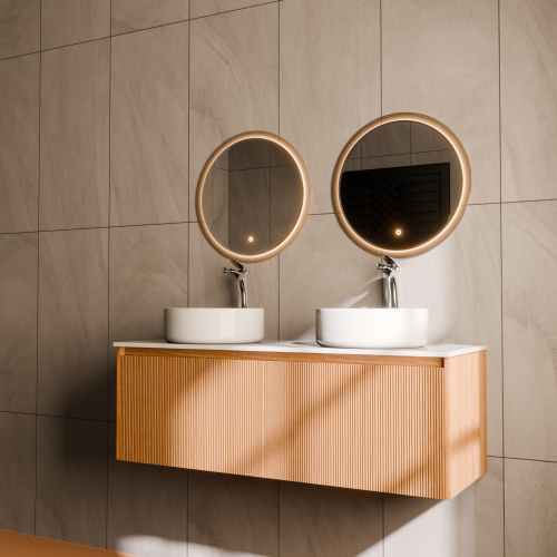 Тумба с раковиной+зеркало Art Decco Elizabeth (Элизабет) AEL12W11D3M0 120x45x40 подвесная цвет белый дуб - фото 2