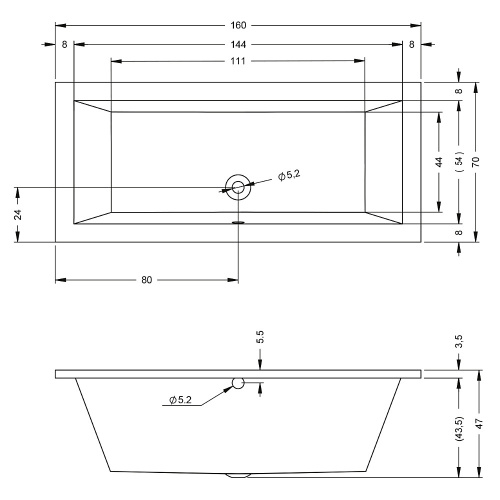 Ванна акриловая Riho LUSSO B013001005 160х70 пристенная прямоугольная без ножек - фото 2