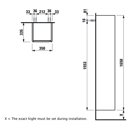 Шкаф-пенал Laufen Base 4.0303.1.110.262.1 35х33х165 цвет дерево - фото 2