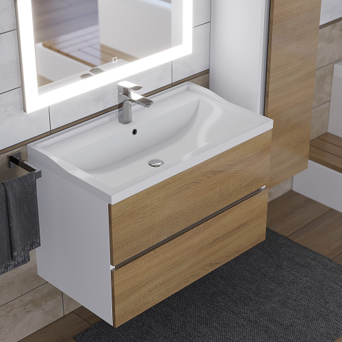 Раковина из литьевого мрамора Uperwood Family 293020630 80х45 полувстраиваемая цвет белый - фото 4