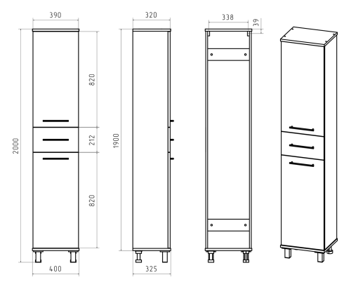 Шкаф-пенал Misty Терра П-Тер0504001-1ЯП 40х33х190 напольный цвет белый - фото 4