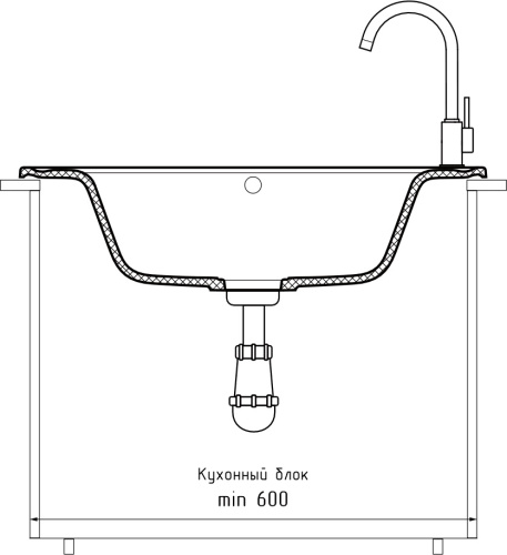 Кухонная мойка Granfest Quarz 71 черный 75х48 цвет черный поверхность матовая - фото 4