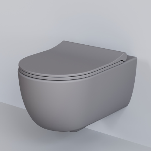 Унитаз подвесной Ambassador Abner 103T20301R-102T20301S серый матовый с сиденьем микролифт каскадный смыв - фото 2