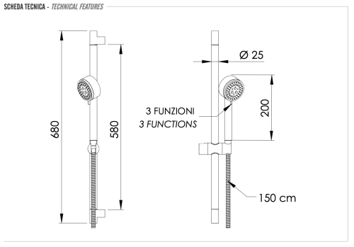 Душевой гарнитур Remer 315R319MO настенный цвет хром - фото 2