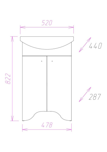 Тумба под раковину Onika Омега 105015 48х29х78 напольная - фото 3