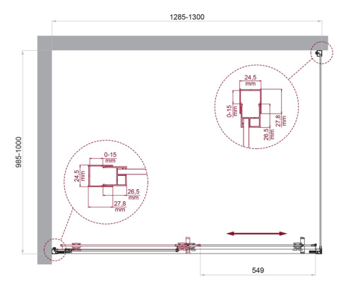 Душевой уголок BelBagno LUCE LUCE-AH-1-130/100-C-Cr 130х100 стекло прозрачное профиль хром глянцевый без поддона - фото 2