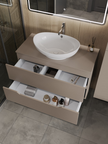 Тумба с раковиной Orange Line Li-100TuLMDF+B08-585W 101х46х73 - фото 4