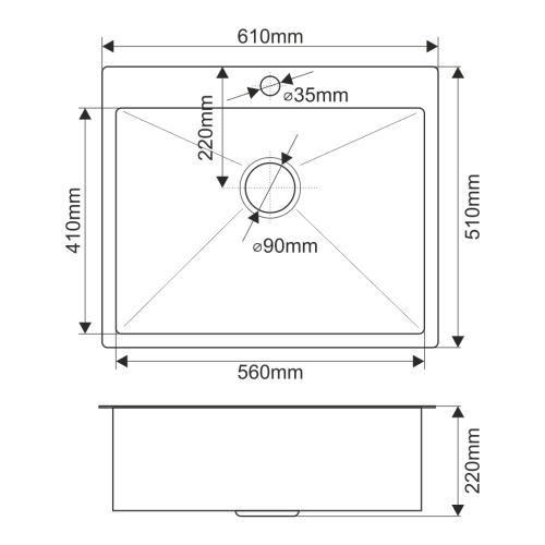 Кухонная мойка Melana ProfLine H6151/2 сатин 61х51 цвет сатин поверхность матовая - фото 2