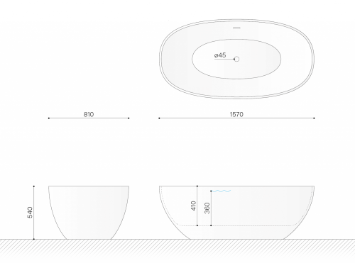 Ванна из искусственного камня Technova Ov VATO4 157х81 отдельностоящая овальная - фото 3