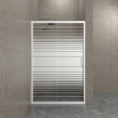 Душевая дверь Тритон Слайд Щ0000064613 120х185 стекло прозрачное с рисунком профиль белый - фото 3