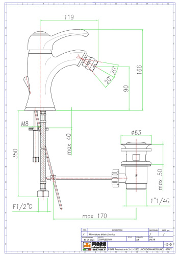 Смеситель Fiore Jafar 47CR5321 на биде хром - фото 2