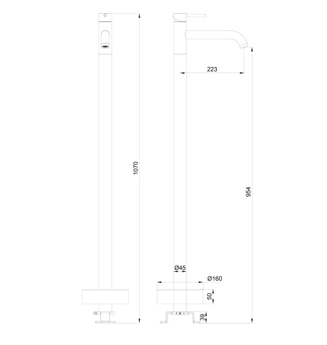 Смеситель для ванны и душа Wonzon & Woghand STICK WW-88649905-BN напольный никель - фото 2