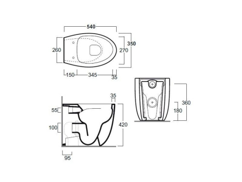 Чаша унитаза приставная Simas BR 01 bia цвет белый без сиденья безободковая душевой смыв - фото 3