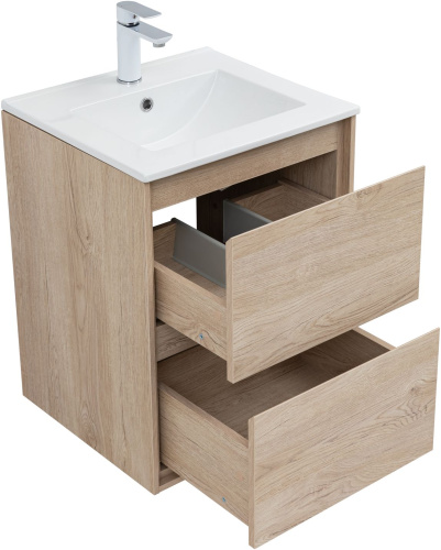 Тумба под раковину Aquanet Милан 00336381 50х45х64 подвесная цвет светлое дерево - фото 4
