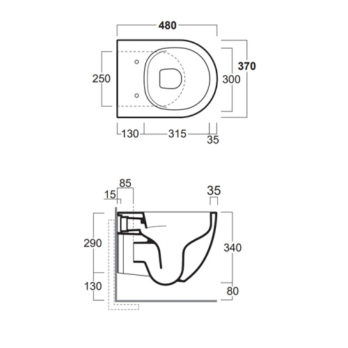 Чаша унитаза подвесная Simas Vignoni VI28bi цвет белый без сиденья безободковая душевой смыв - фото 2