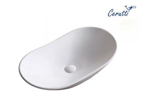 Раковина из сантехнического фарфора Cerutti SPA CR7031B 60х40 накладная цвет белый без отверстий под смеситель - фото 4