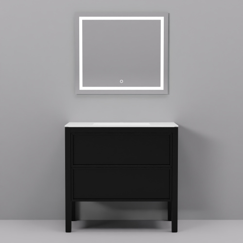 Тумба с раковиной+зеркало Art Decco Elisa (Элиса) AES09F78S2M0 90x45x85 напольная цвет черный дуб - фото 2