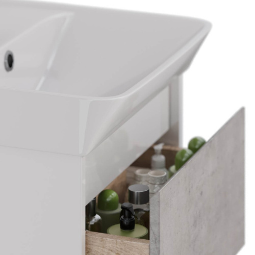 Тумба под раковину LeMark Combi LM03C60T-Beton 57х35х65 напольная/подвесная цвет бетон/белый - фото 4