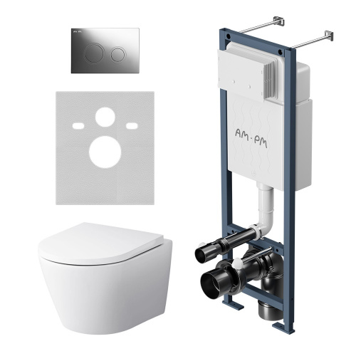 Комплект унитаз с инсталляцией с клавишей смыва Am.Pm Sense IS110151.741701 - фото 2