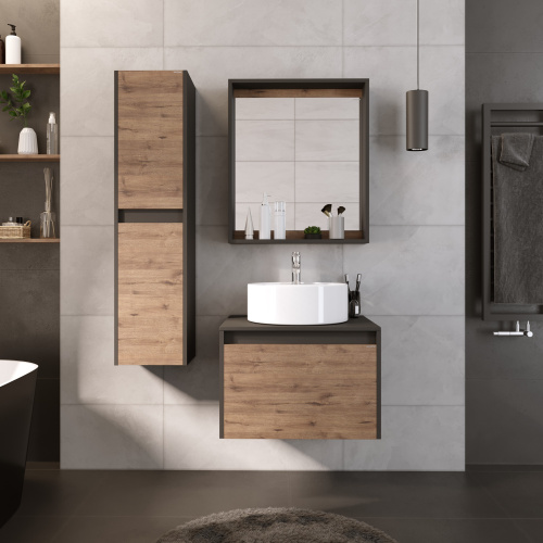 Шкаф-пенал Grossman Смарт 303011 30х25х120 подвесной цвет веллингтон/графит - фото 3