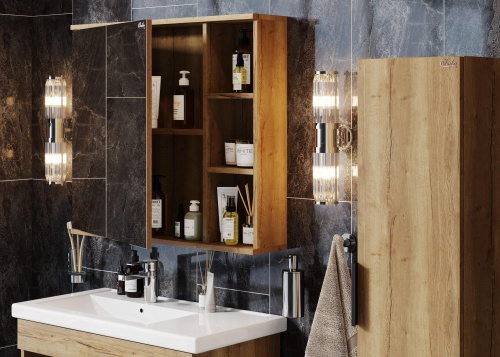 Зеркало-шкаф Onika Легран 208092 80х16х70 подвесной цвет коричневый - фото 5