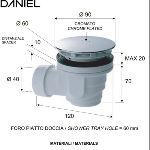 Сифон для душевого поддона Daniel SHOWERS A911 90br 63 - фото 2