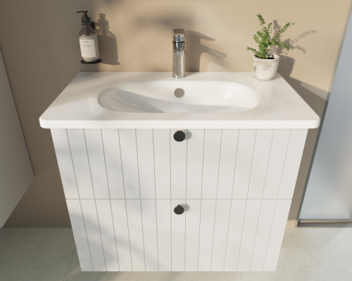 Тумба с раковиной Vitra Root Groove 69415 60х47х67 подвесная цвет белый матовый - фото 2