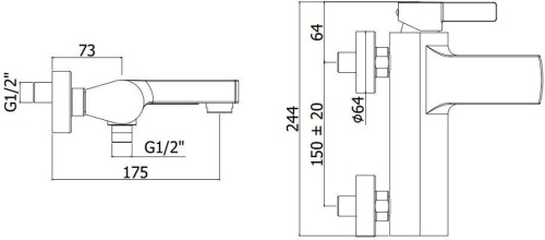 Смеситель для ванны с душем Paffoni Rock RO022CR настенный хром - фото 2
