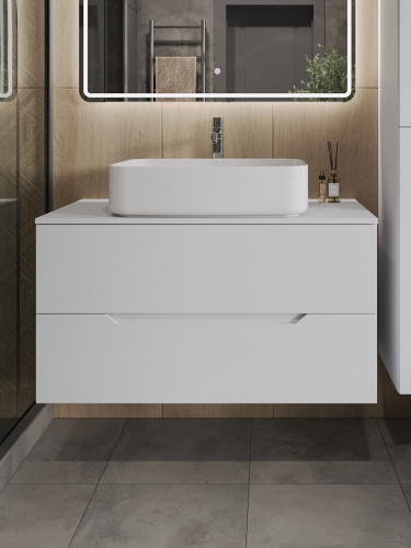 Тумба с раковиной Orange Line Li-100TuwMDF+B07-600W 101х46х69 - фото 3