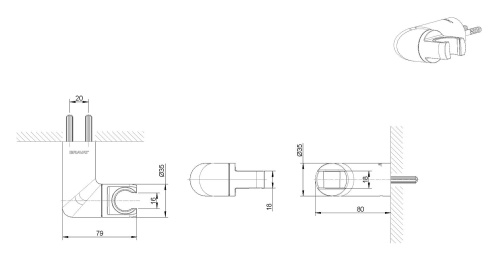 Держатель лейки Bravat P7185BW-ENG черный - фото 2