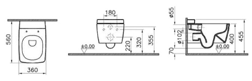 Чаша унитаза подвесная Vitra Metropole 7672B003-0075 цвет белый без сиденья безободковая каскадный смыв - фото 2