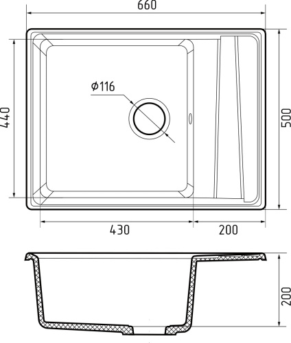 Кухонная мойка Granfest Level LV-660L терракот 66х50 цвет коричневый поверхность матовая - фото 3