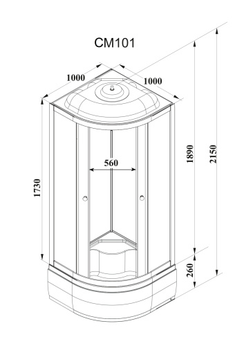 Душевая кабина Parly Classic CM101 100х100 четверть круга с крышей - фото 4