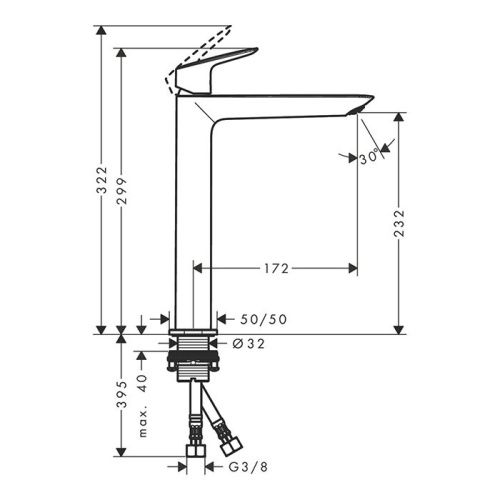 Смеситель Hansgrohe Simibox 71258000 на раковину хром - фото 2