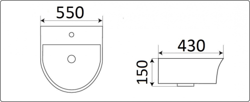 Раковина из санфаянса CeramaLux 78370C 55х43 подвесная цвет белый 1 отверстие под смеситель - фото 2