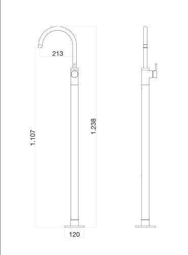 Смеситель Webert RI832101560 напольный черный - фото 3