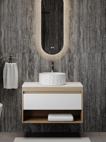 Раковина из сантехнического фарфора Teymi Martta T52103 38х38 накладная цвет белый без отверстий под смеситель - фото 4