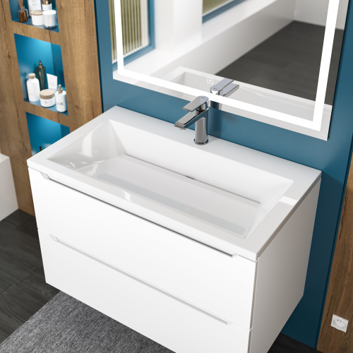 Раковина из искусственного мрамора Uperwood Olivia ROlivia80wg 80х45 полувстраиваемая цвет белый глянцевый - фото 2