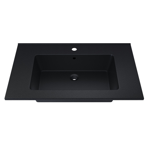 Раковина из искусственного камня Uperwood Parma Quartz 291003007 77х48 полувстраиваемая цвет черный - фото 3