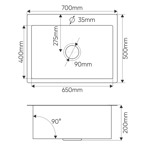 Кухонная мойка Melana ProfLine MLN-R7050H 70х50 цвет сатин поверхность матовая - фото 2