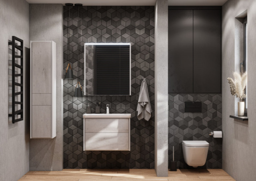 Шкаф-пенал Roca Ronda ZRU9303005 32х33х139 подвесной цвет белый матовый/бетон - фото 2