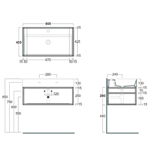 Консоль под раковину Simas Agile AGSS81 81х46х28 подвесная цвет черный матовый - фото 2
