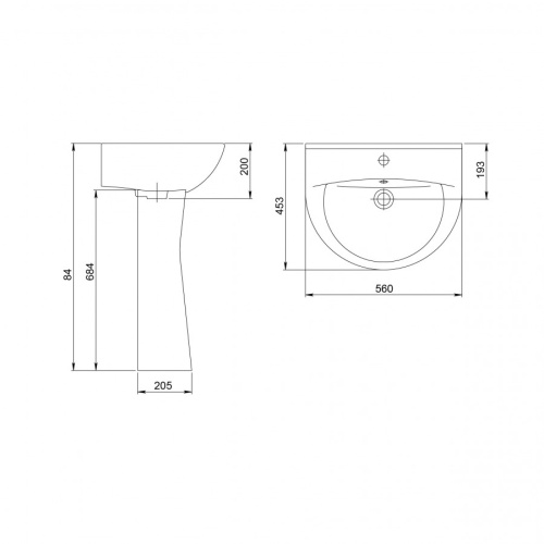 Раковина из сантехнического фарфора Santeri Виктория крап на белом 131116S0111B0 45х56 подвесная цвет белый - фото 3