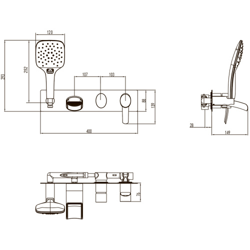 Смеситель для ванны и душа LeMark Atlantiss LM3224C встраиваемый в стену хром - фото 3
