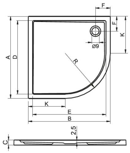 Душевой поддон Riho ZURICH D001023005 100х100 акрил белый - фото 2