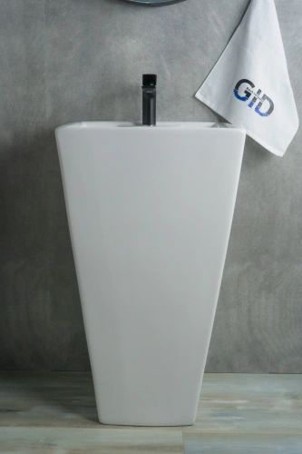 Раковина керамическая Gid Autonomo 81103 47х47 напольная цвет белый 1 отверстие под смеситель - фото 4